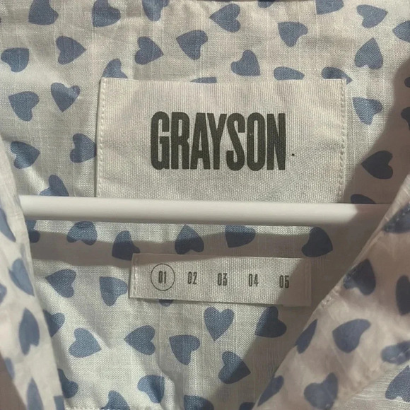 Grayson Blue Heart Button Down Top - Picture 2 of 5